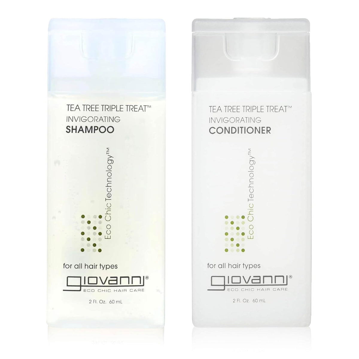 GIOVANNI Tea Tree Triple Threat shampoo travel bottle for refreshing scalp care on the go