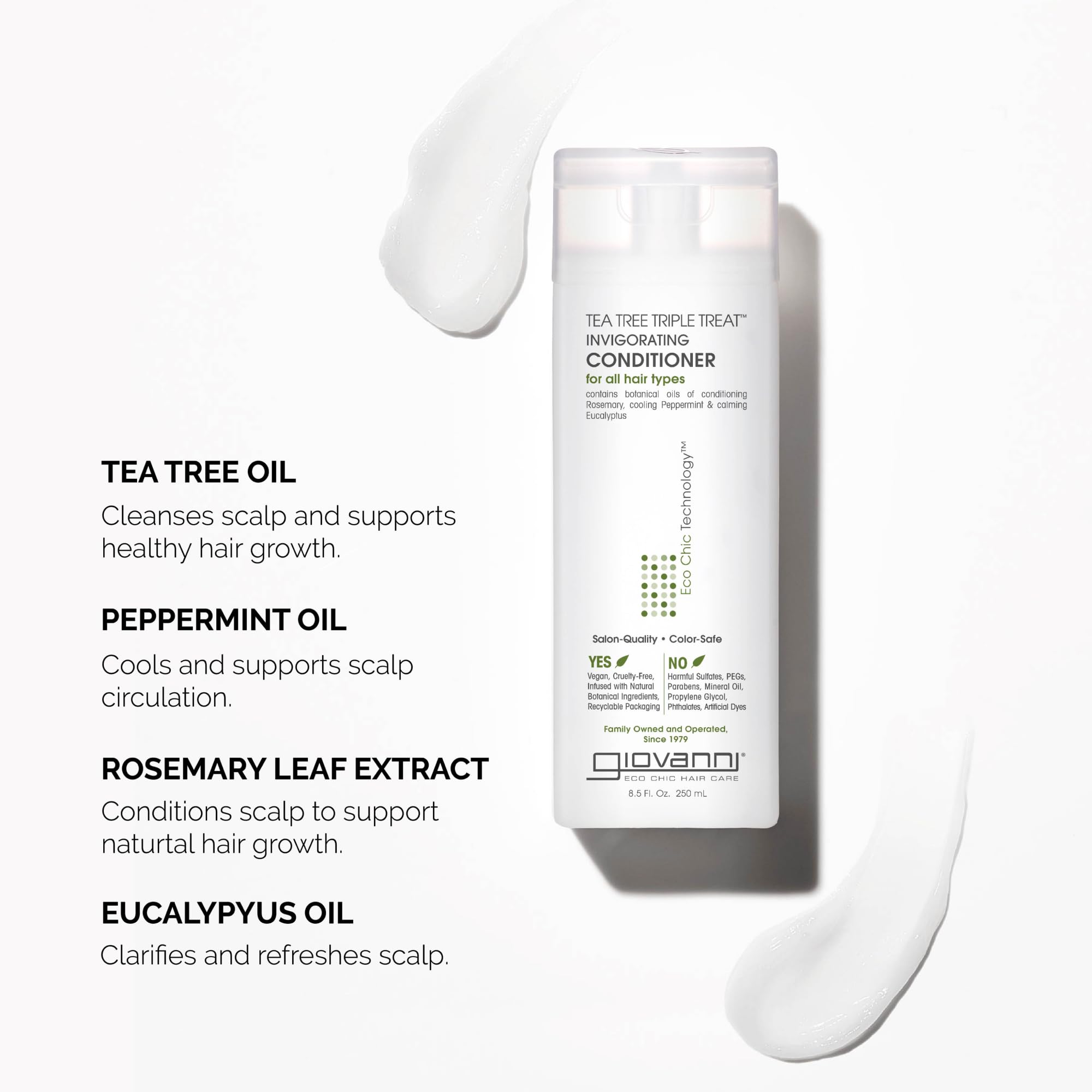 Close-up of Giovanni Tea Tree Triple Treat label – vegan cruelty-free formula