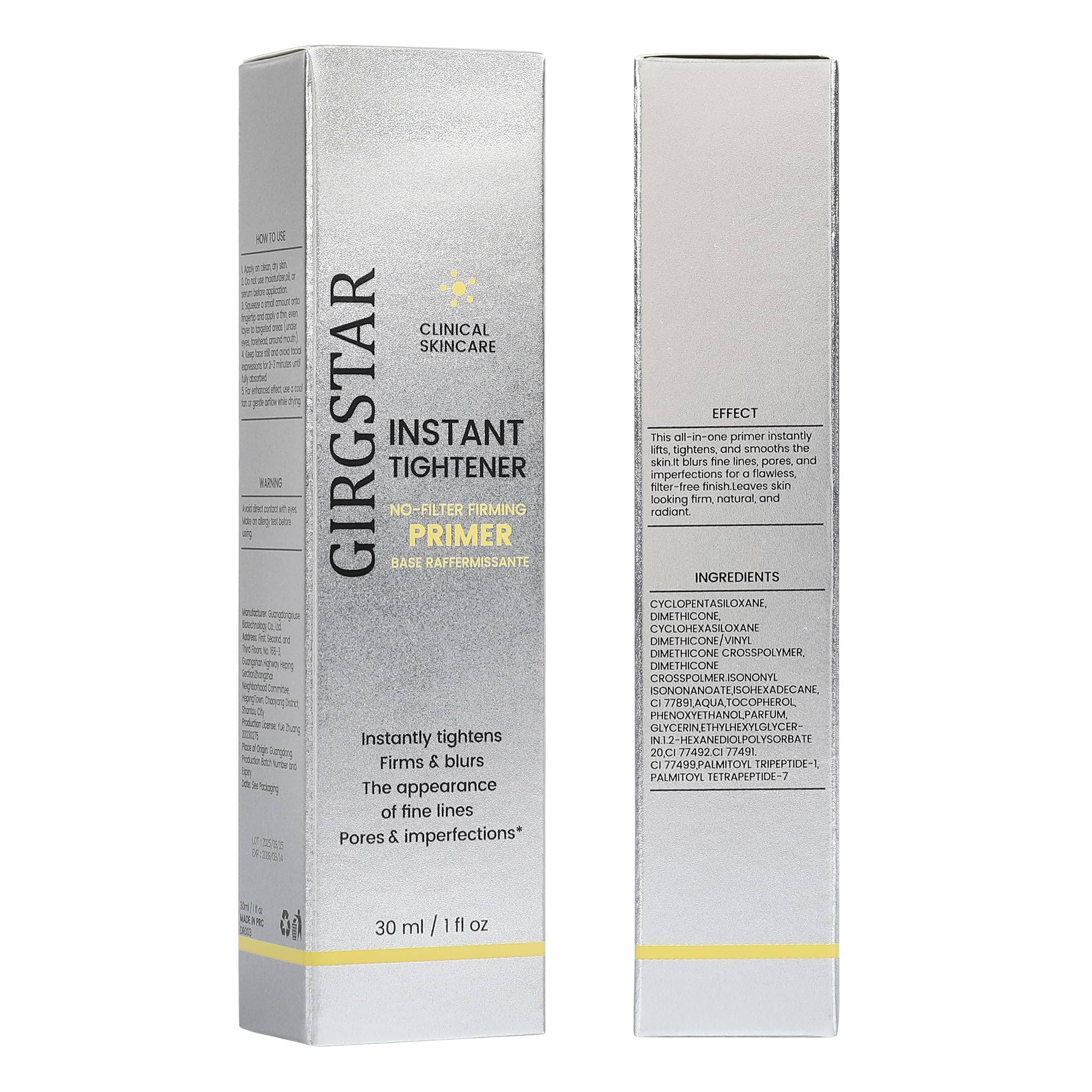 Girgstar Instant Face Primer soft-focus finish for a refreshed, camera-ready look