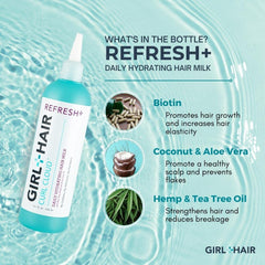 GIRL+HAIR Aloe Vera Coconut Water image emphasizes moisture boost for thirsty strands