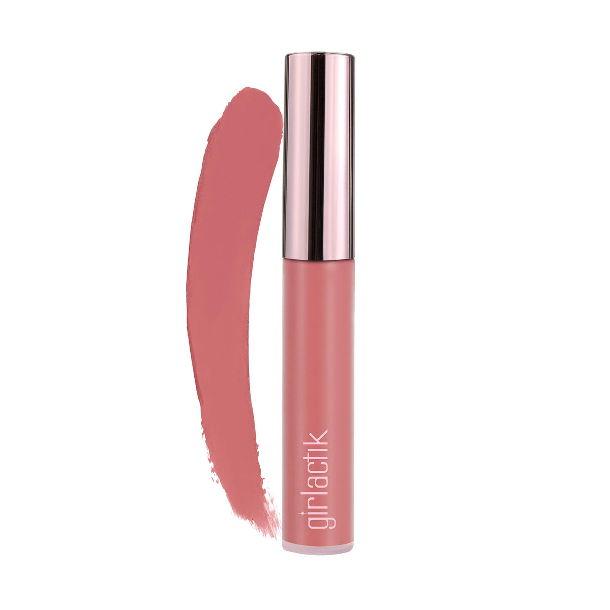 Girlactik Allure matte lip paint bottle closeup shows rich pigment payoff for bold color.