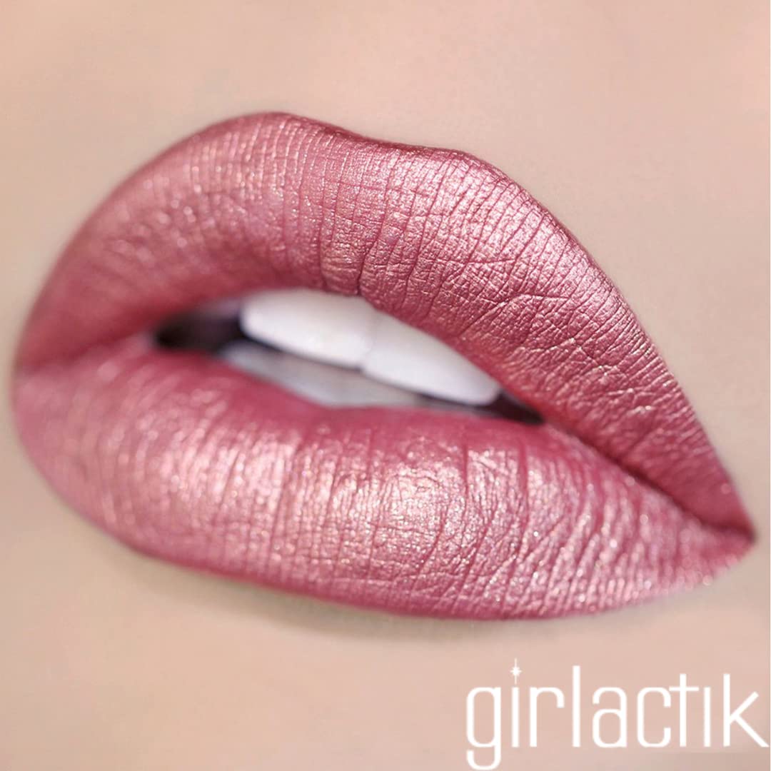 Girlactik Allure Lip Paint rosy pink swatch showing rich color payoff.