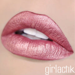 Girlactik Allure Lip Paint rosy pink swatch showing rich color payoff.