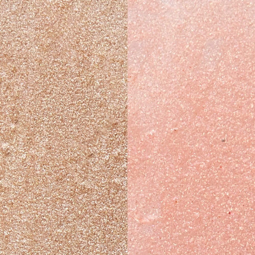 Girlactik Radiant Dewy Gloss Duo side-by-side comparison highlights each tone.