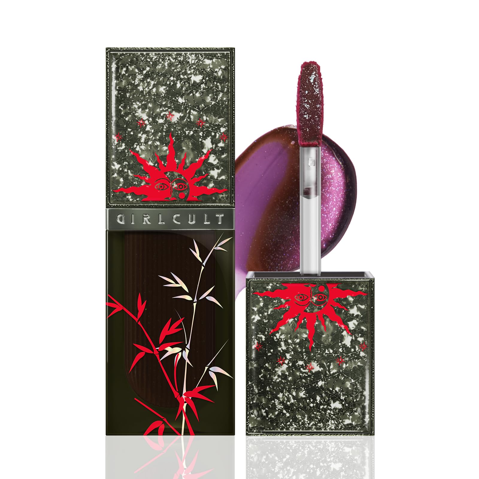 GIRLCULT Glass Shine Lip Gloss close-up shows bold color with glossy finish.
