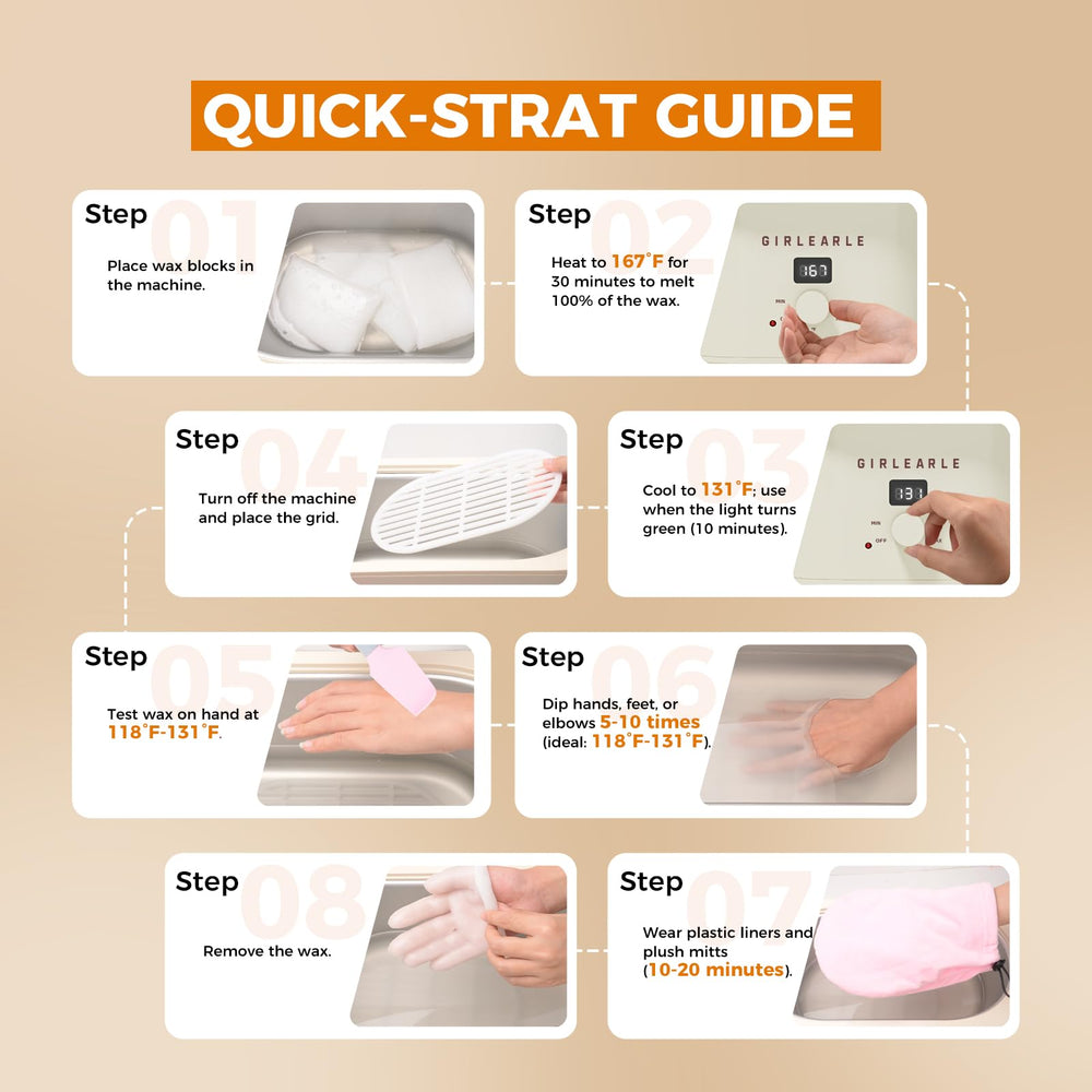 GIRLEARLE paraffin wax for dry cracked skin on hands, feet, and elbows