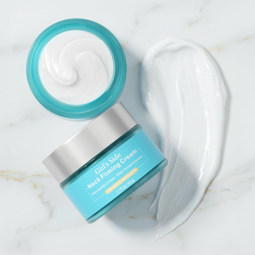 Girl's side texture-absorption-matte-finish demonstrates fast-absorbing cream for daily use.