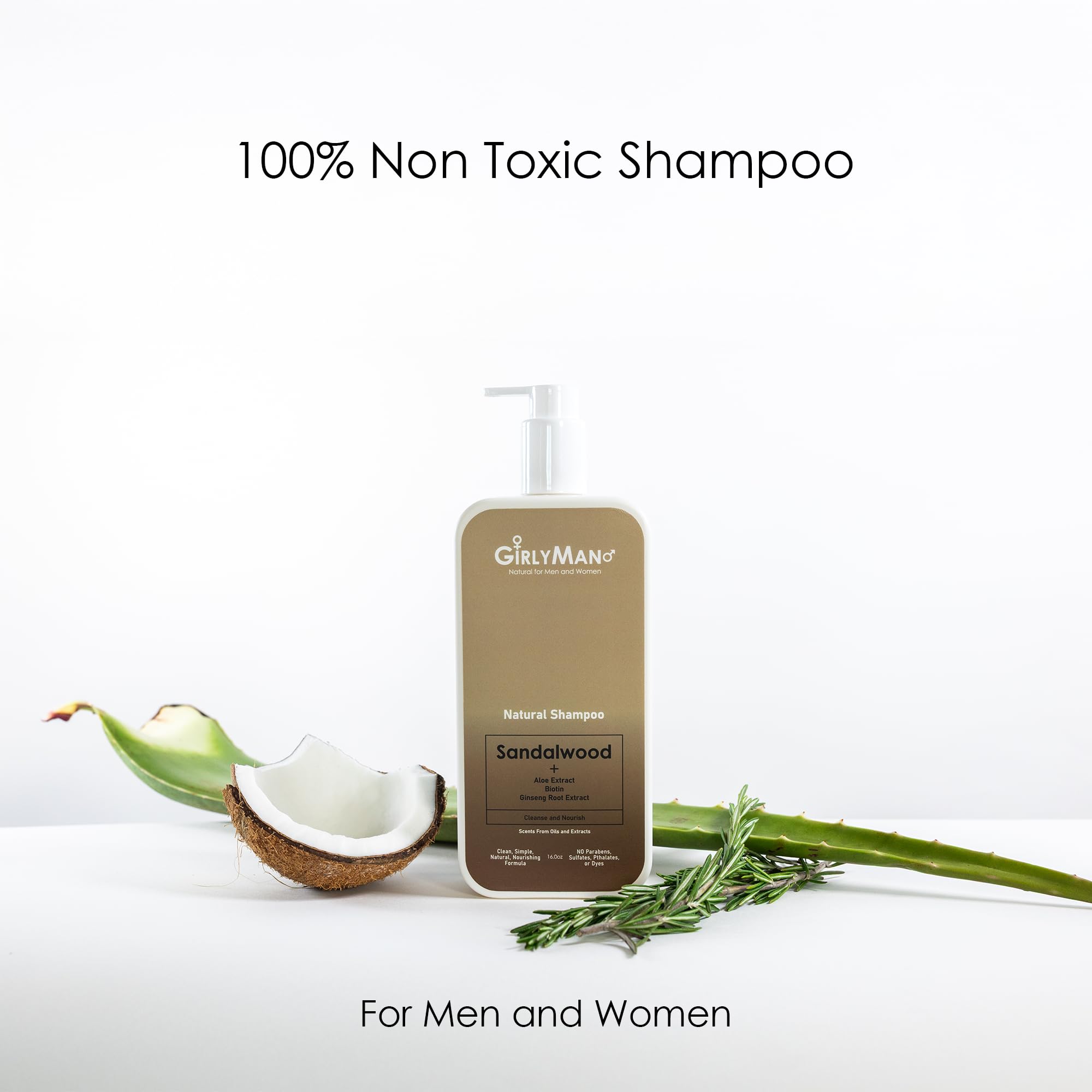 GirlyMan natural shampoo with argan oil drops for nourishing hair care.
