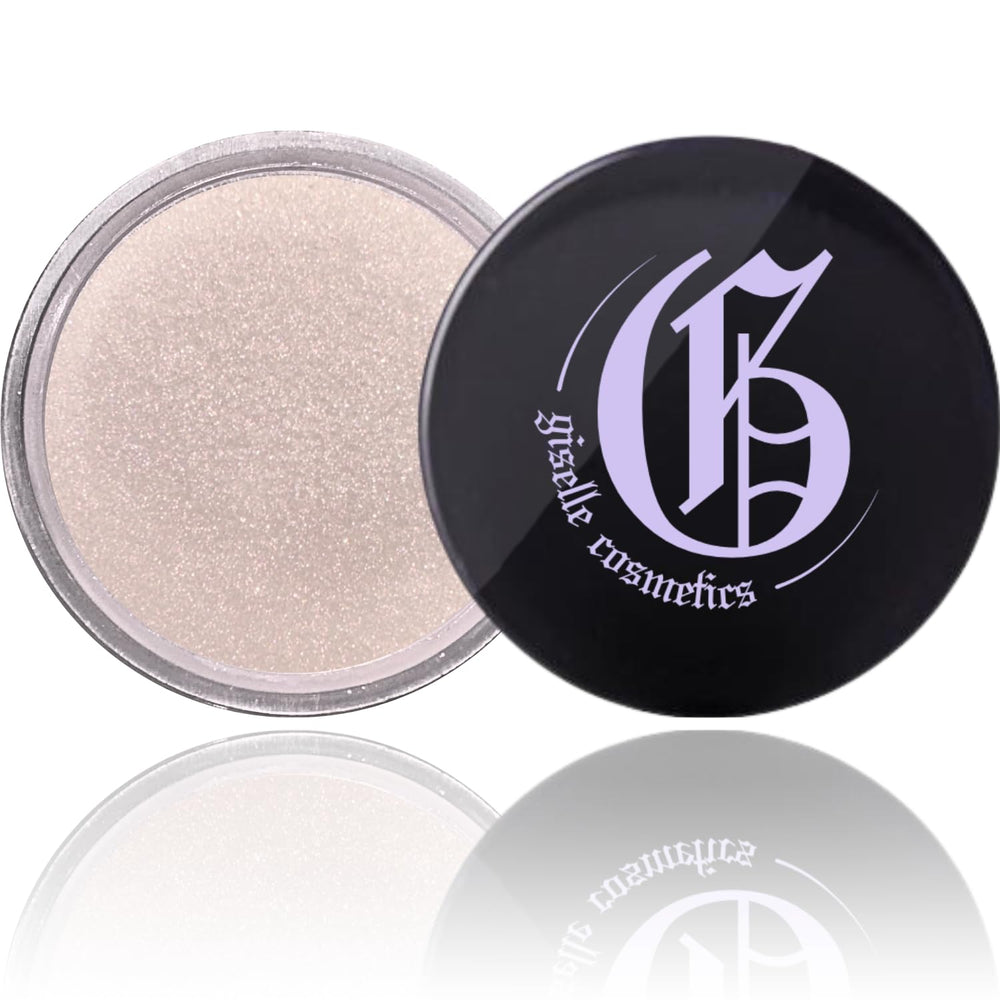 Giselle Cosmetics Baby Yellow loose eyeshadow blended with other shades for luminous looks.