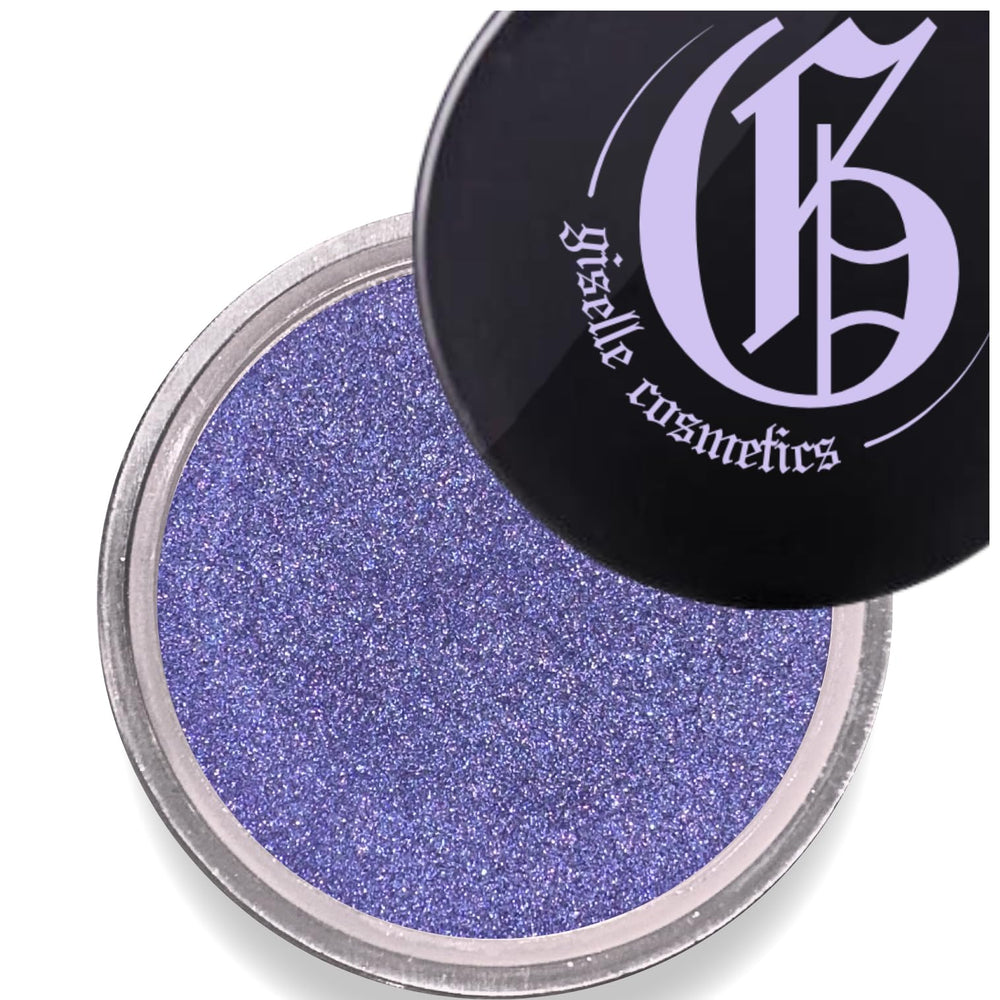 Giselle Cosmetics Blue Sapphire loose mineral eyeshadow swatch for vibrant color and long-lasting shimmer