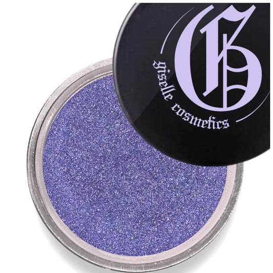 Giselle Cosmetics Blue Sapphire loose mineral eyeshadow swatch for vibrant color and long-lasting shimmer