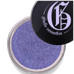 Giselle Cosmetics Blue Sapphire loose mineral eyeshadow swatch for vibrant color and long-lasting shimmer