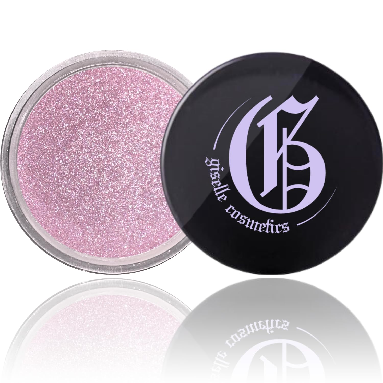 Giselle Cosmetics Silver Pink mineral loose eyeshadow used as highlighter for radiant skin