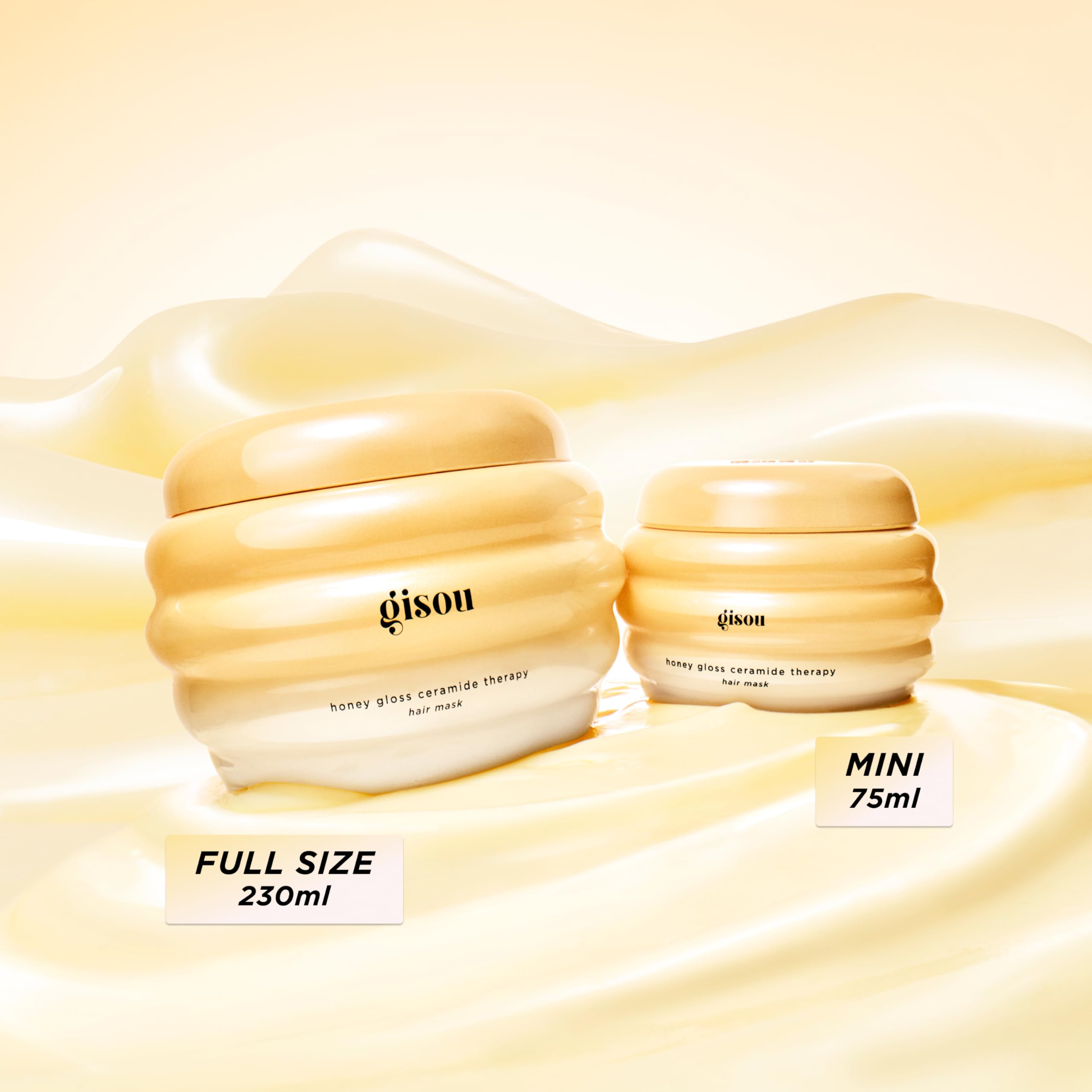 Gisou Honey Gloss Ceramide Therapy Hair Mask Mini after-wash application for shine and softness