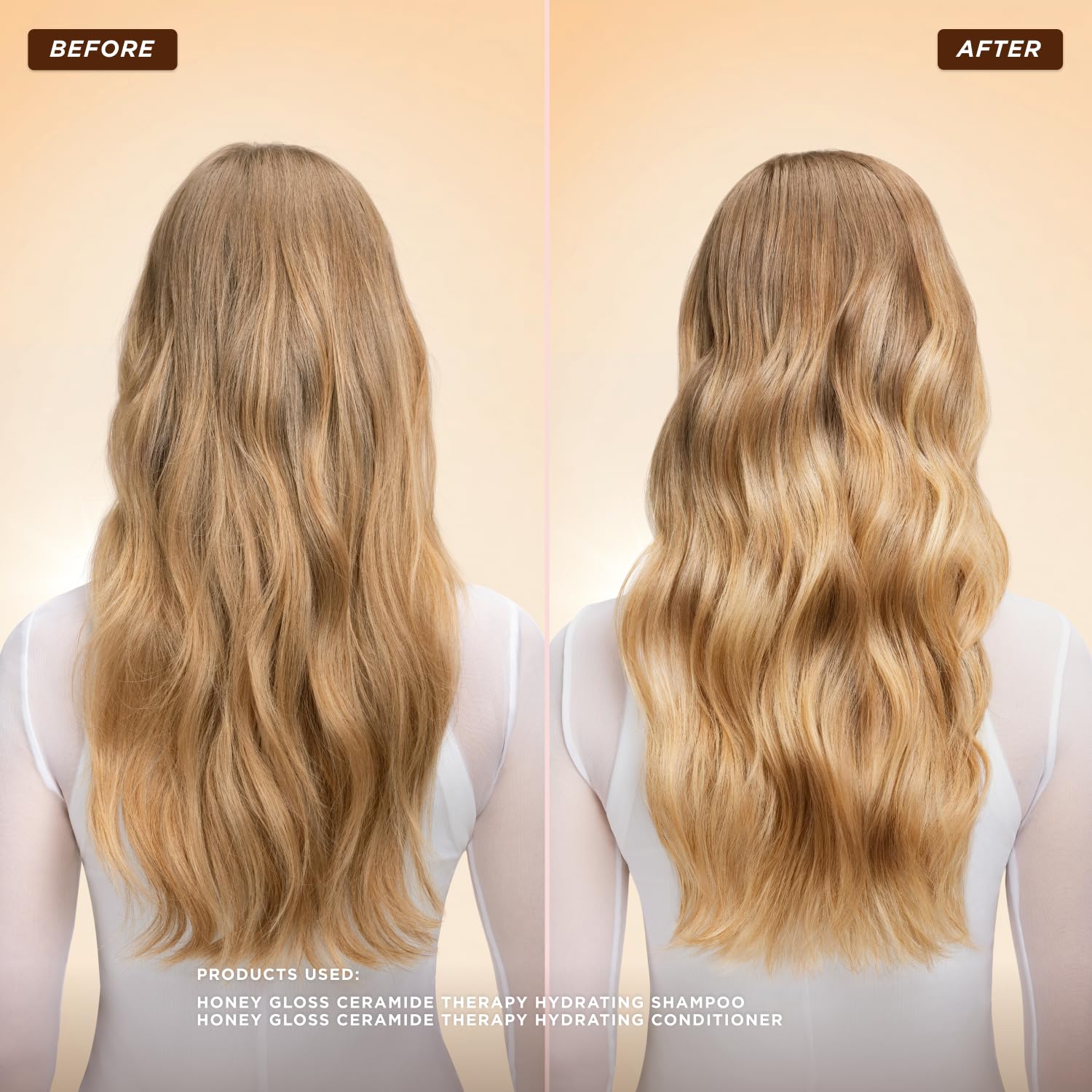 Gisou Honey Gloss Ceramide Therapy Hydrating Shampoo on bathroom shelf suggests routine care.