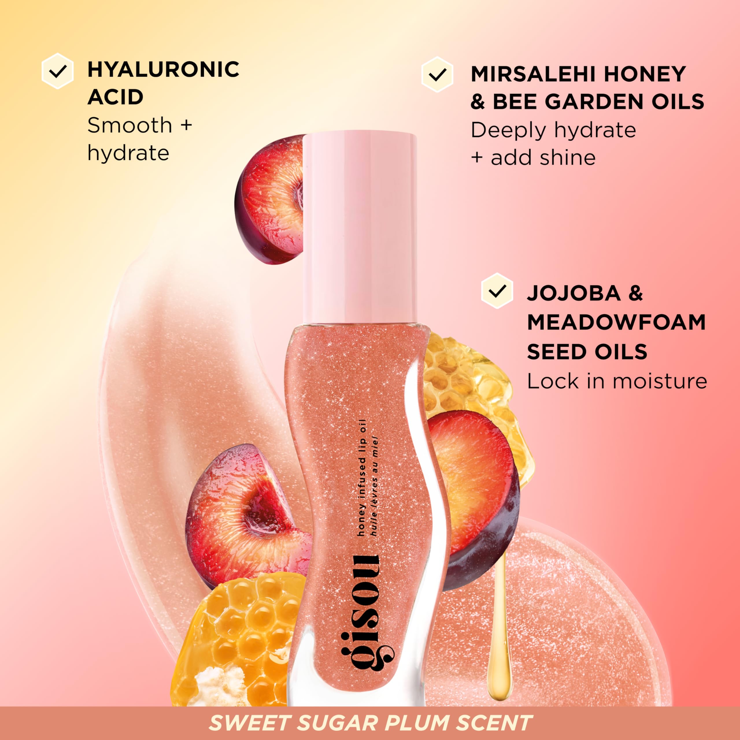 Gisou Honey Infused Lip Oil contains 97% naturally derived ingredients