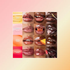 Gisou Mango Passion Punch shade swatch on lips for bold glow