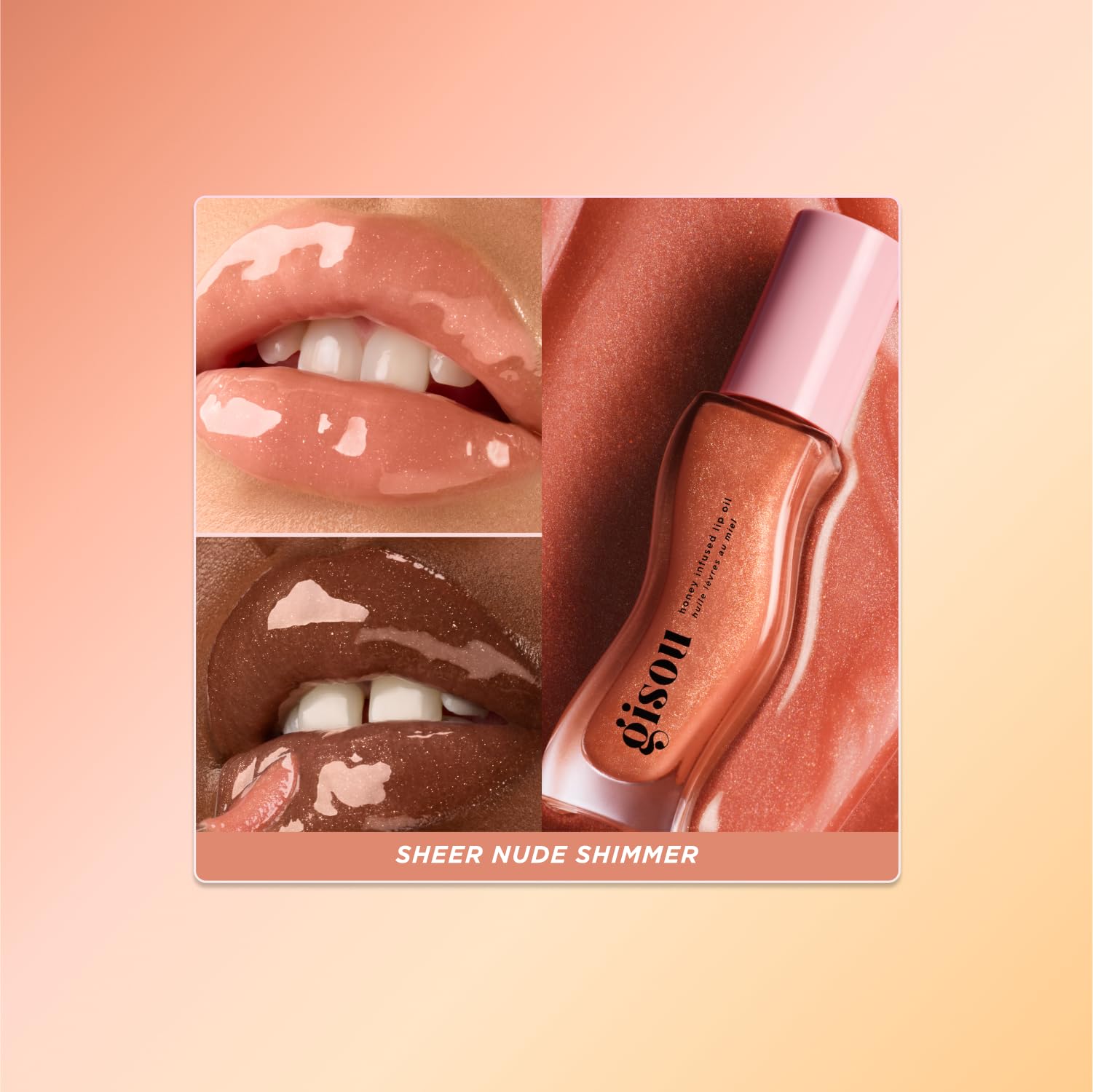 Gisou Honey Infused Lip Oil packaging with wand ready for daily use