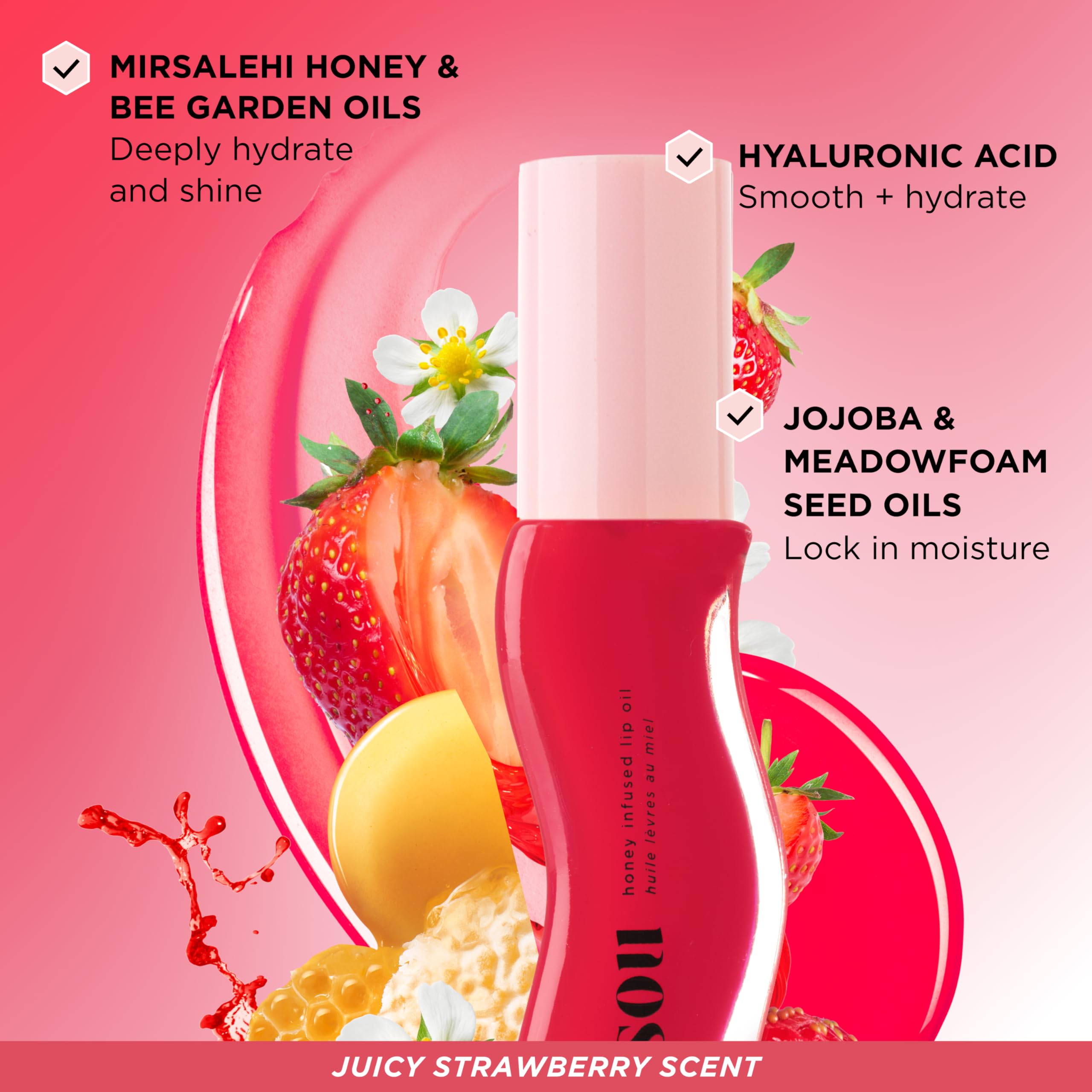 Gisou lip oil packaging image shows compact 0.27 fl oz bottle.