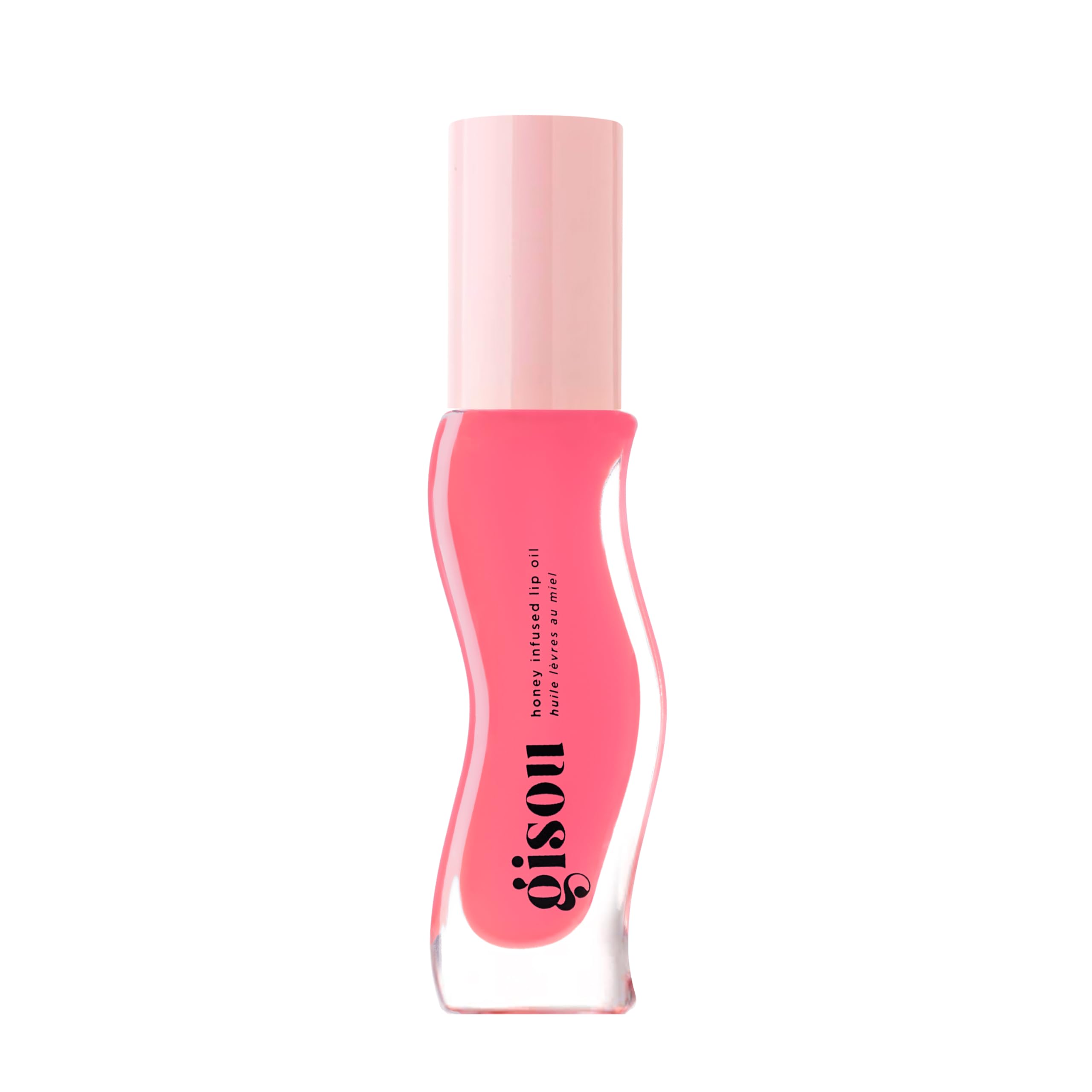 Gisou Honey Infused Lip Oil Raspberry Swirl bottle for deep hydration and glossy finish.