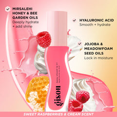Gisou Raspberry Swirl tube shows shade option for playful lip color.