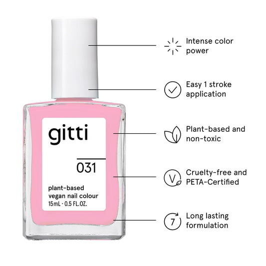 gitti Solar Pink nail polish swatch on a nail.