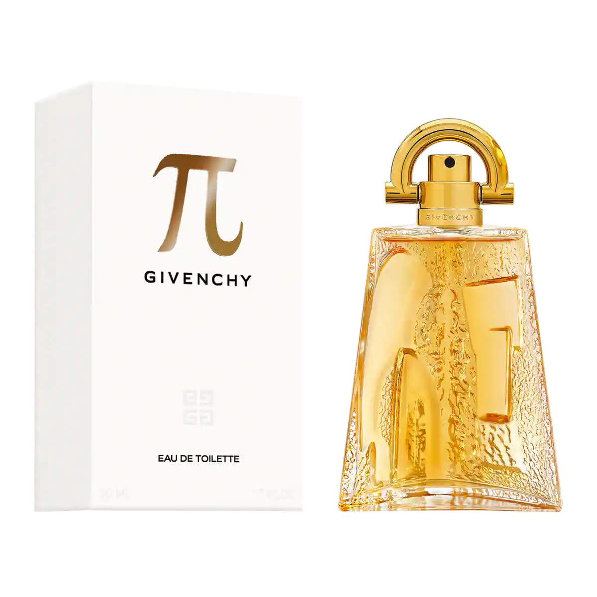 Close-up of Givenchy PI EDT bottle highlighting woody, oriental character for evenings.