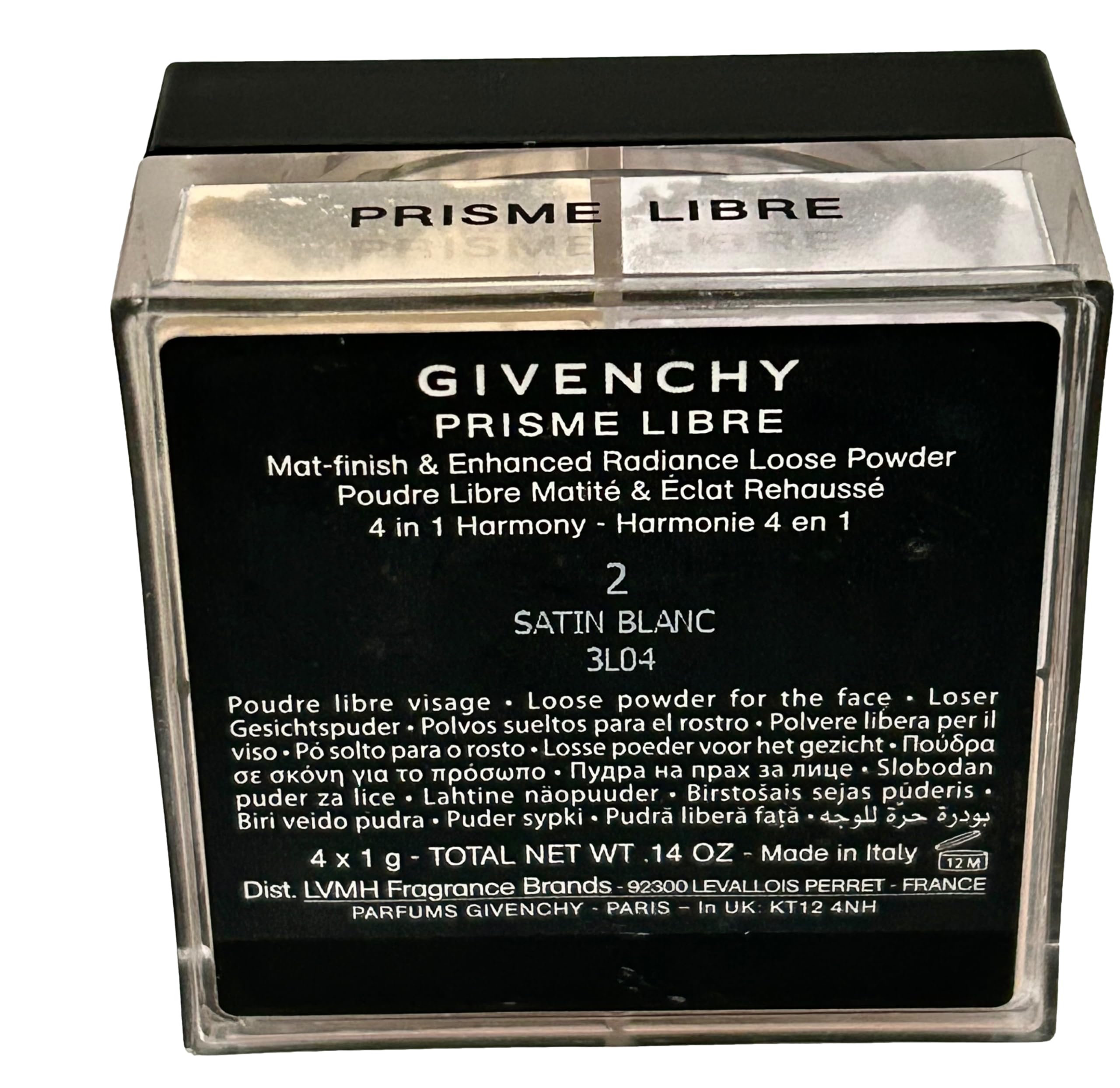 Givenchy Prisme Libre loose powder tin and Harmony packaging.