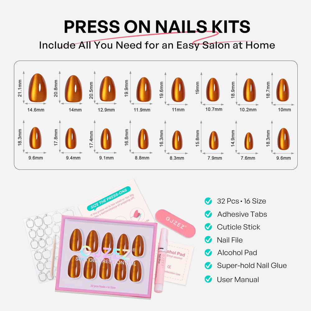 GJZEZ 16-size nail set fits most nail beds for a custom look.