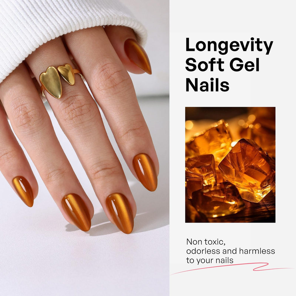 GJZEZ glue-on nails with cat-eye finish provide secure wear.
