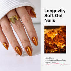 GJZEZ glue-on nails with cat-eye finish provide secure wear.
