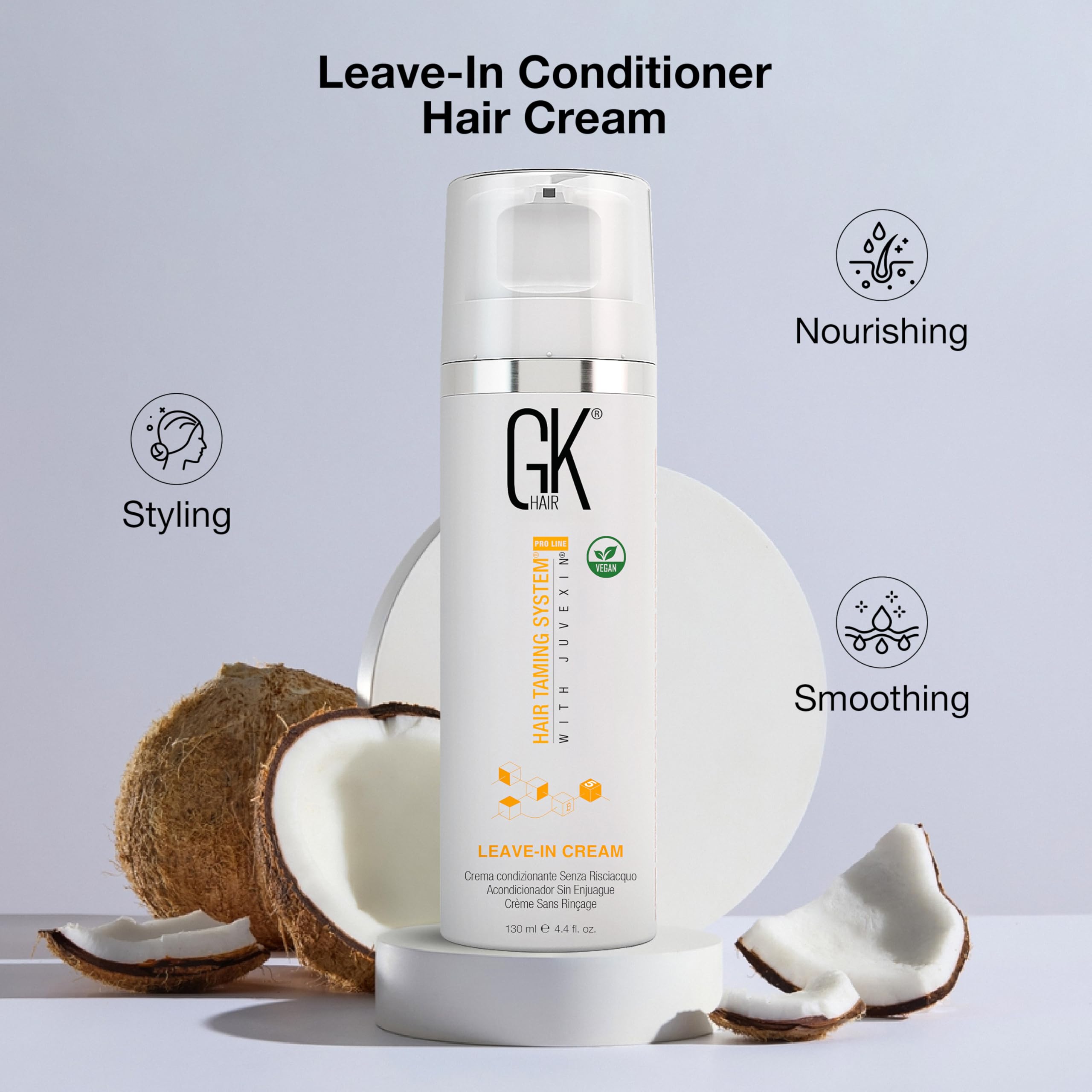 GK HAIR vegan leave-in conditioner is ideal for dry damaged hair routines.