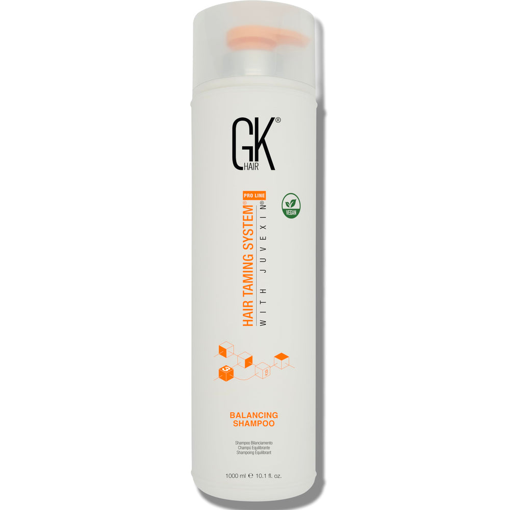 GK HAIR Balancing Shampoo bottle front showing balanced cleansing for scalp