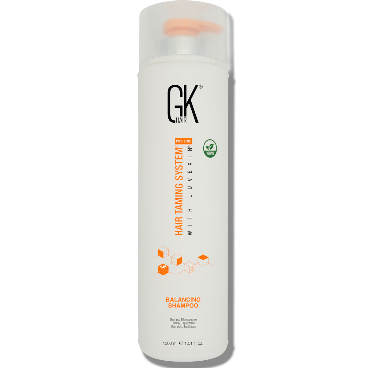 GK HAIR Balancing Shampoo bottle front showing balanced cleansing for scalp