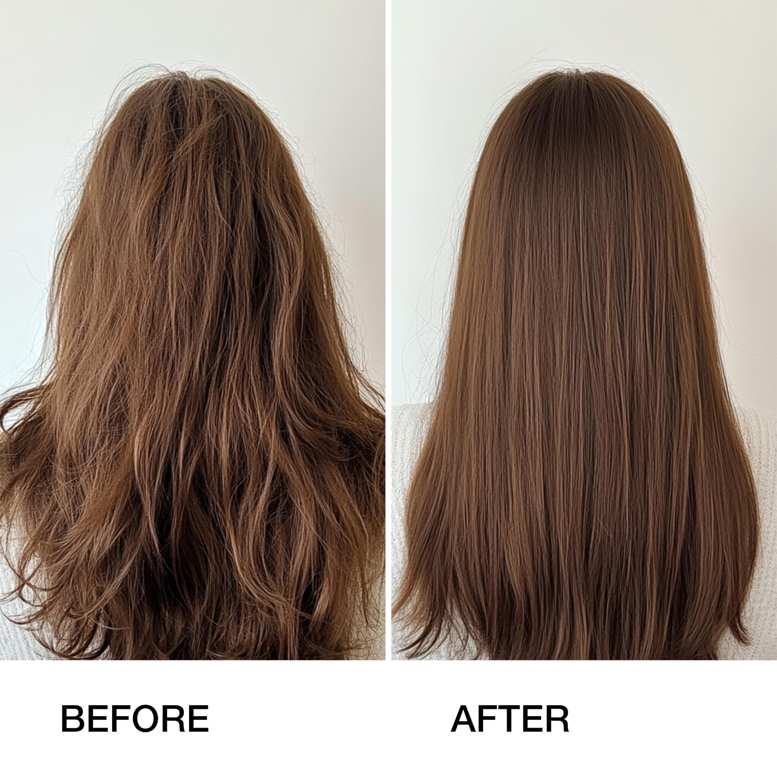 GK Hair Gold Conditioner bottle angle shows frizz control and smoothness after use.