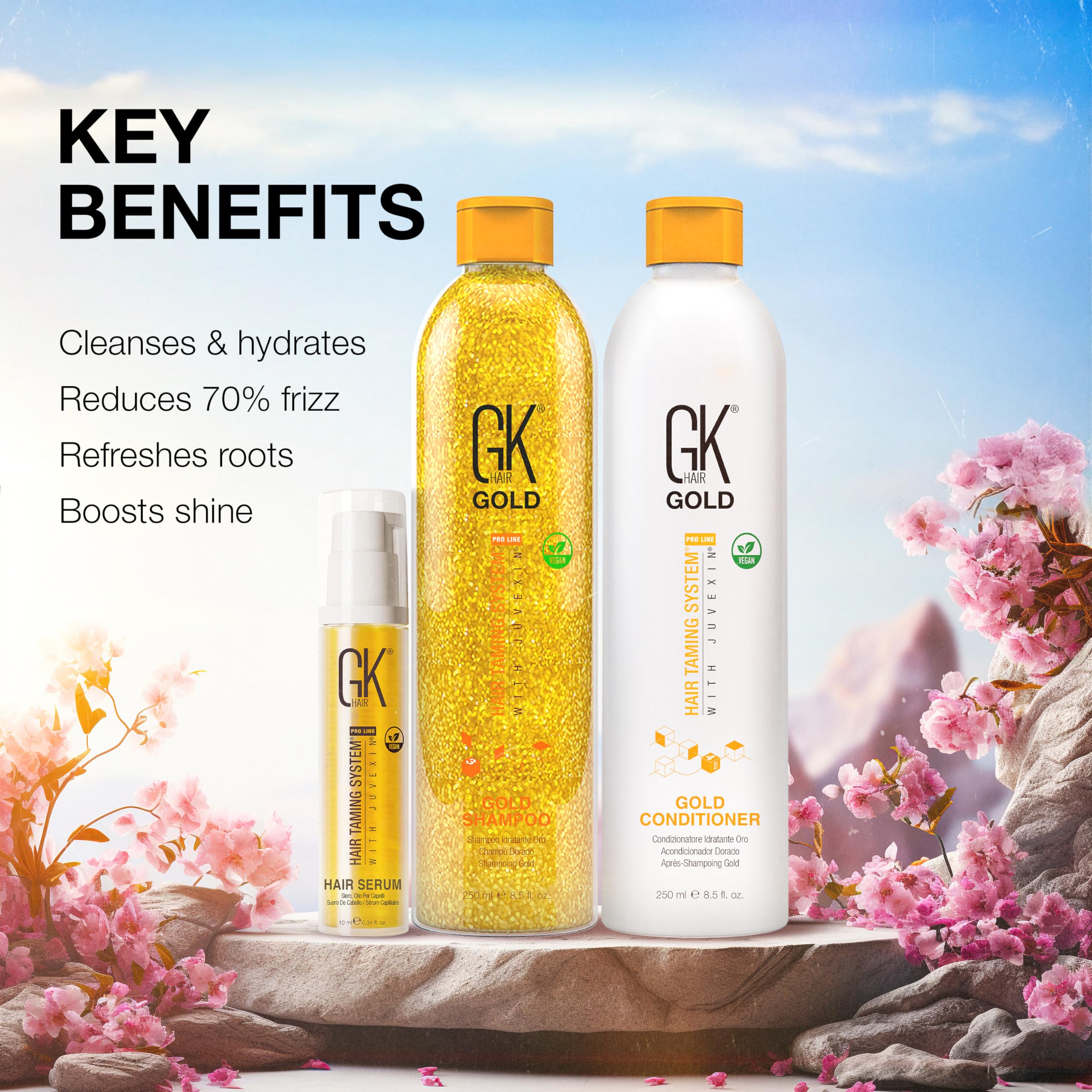 GK Hair Gold Oils ingredients argan shea portrait suggests nourishment from natural oils.
