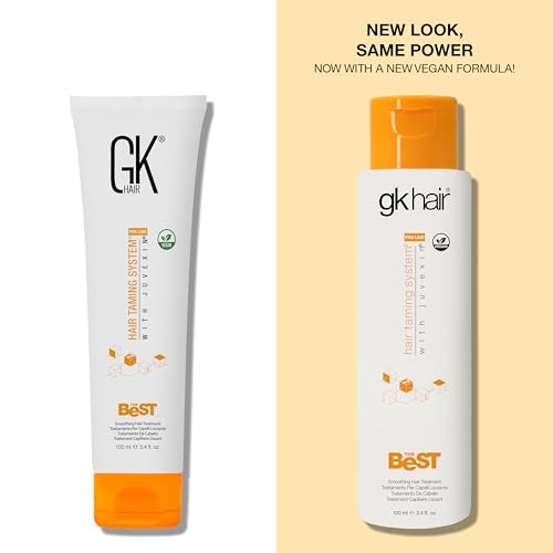 GK Hair Keratin Treatment packaging display highlighting salon-quality results at home