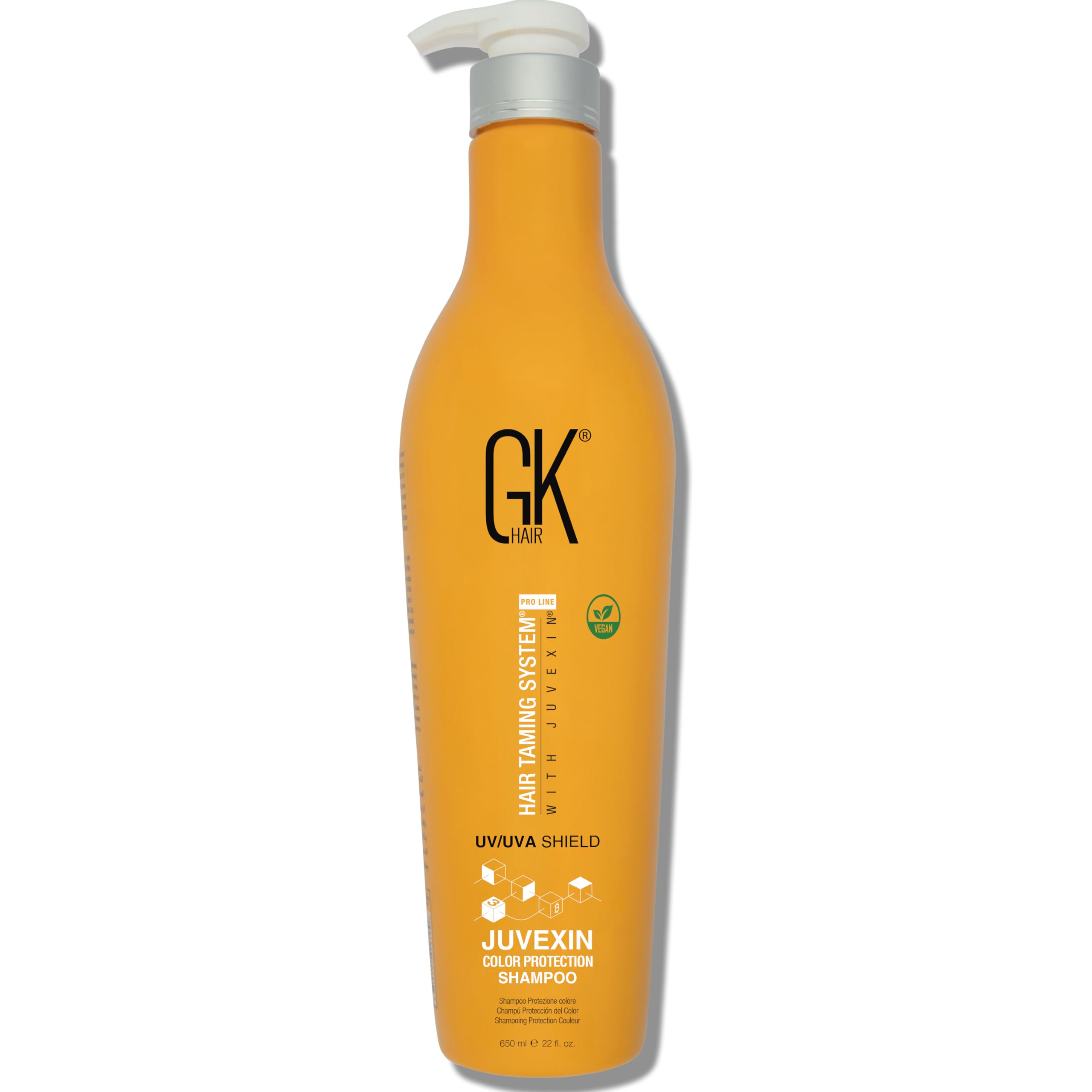 GK HAIR Shield Shampoo UV protection bottle highlights color-safe care