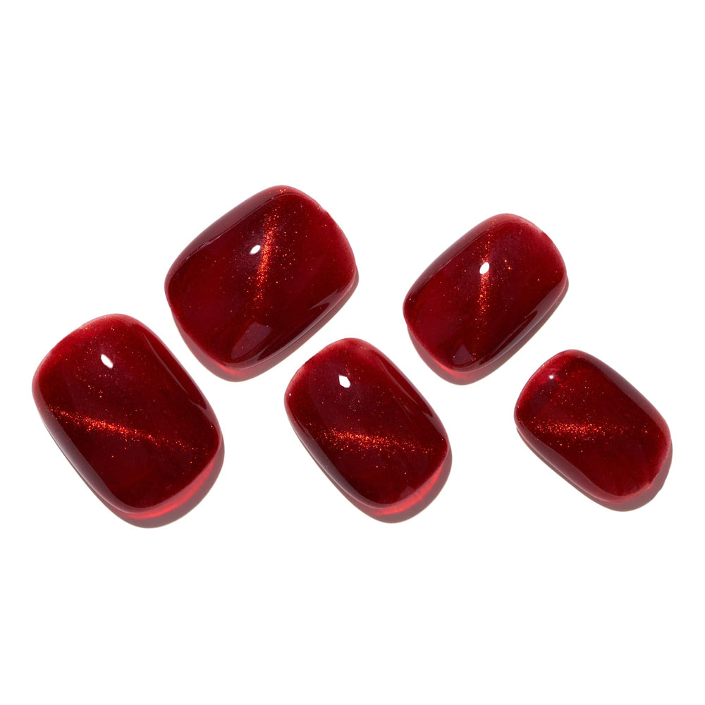 GLAMERMAID Cherry dark red nails close-up showcasing handmade gel shine.