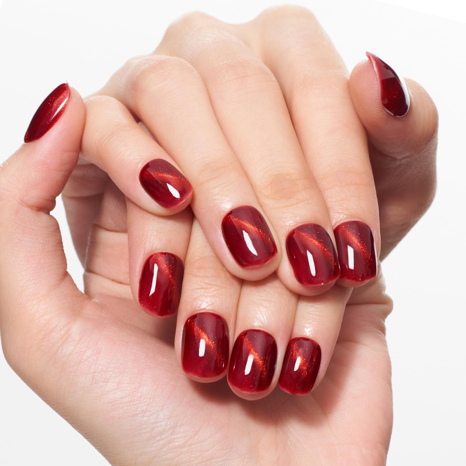 GLAMERMAID Glossy burgundy nails swatch for a statement look.