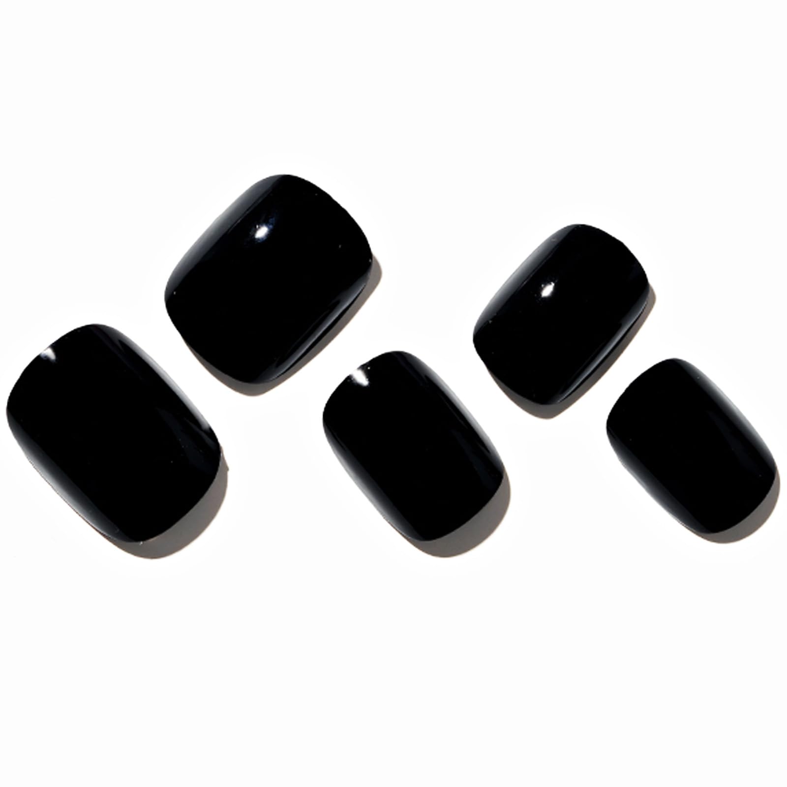 GLAMERMAID gothic black nails on finger with UV gloss for salon-quality finish