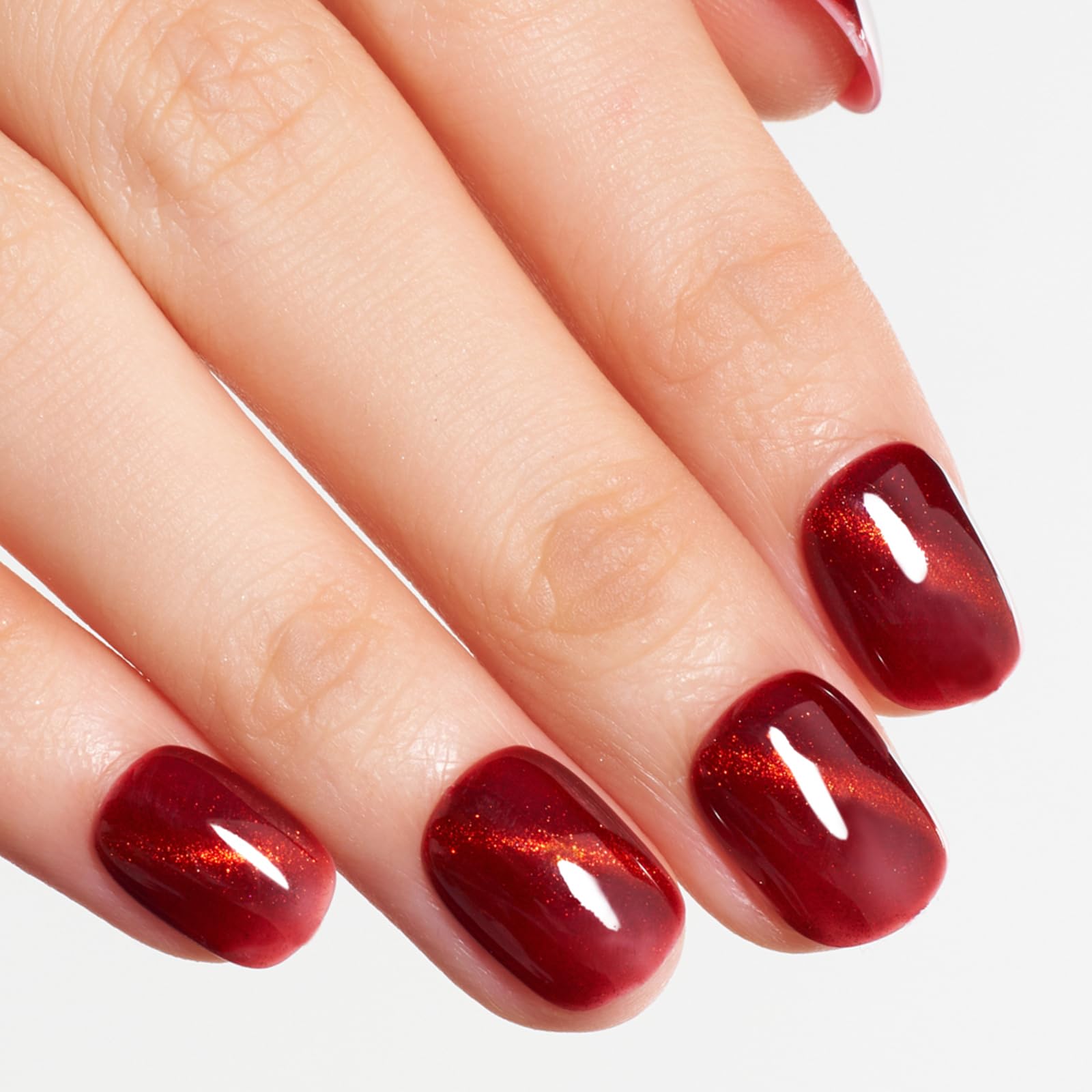 GLAMERMAID Handmade soft gel nails on natural burgundy hue.
