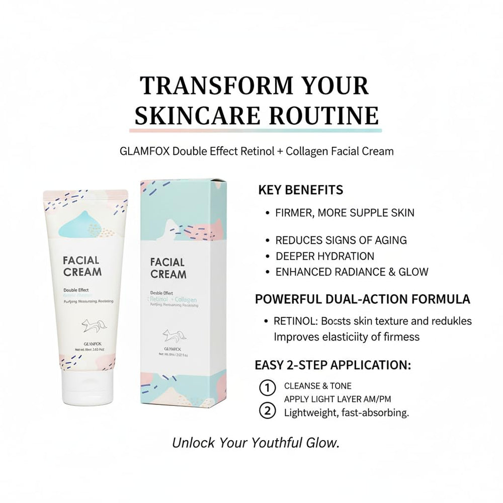 Glamfox facial cream packaging signaling premium anti-aging care