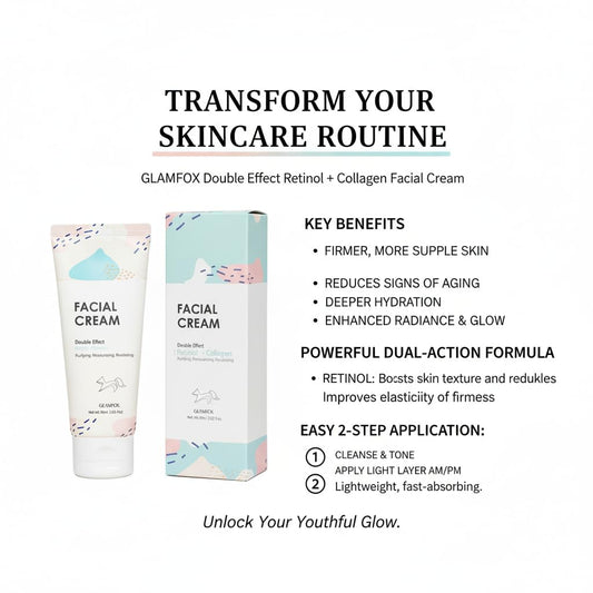 Glamfox facial cream packaging signaling premium anti-aging care
