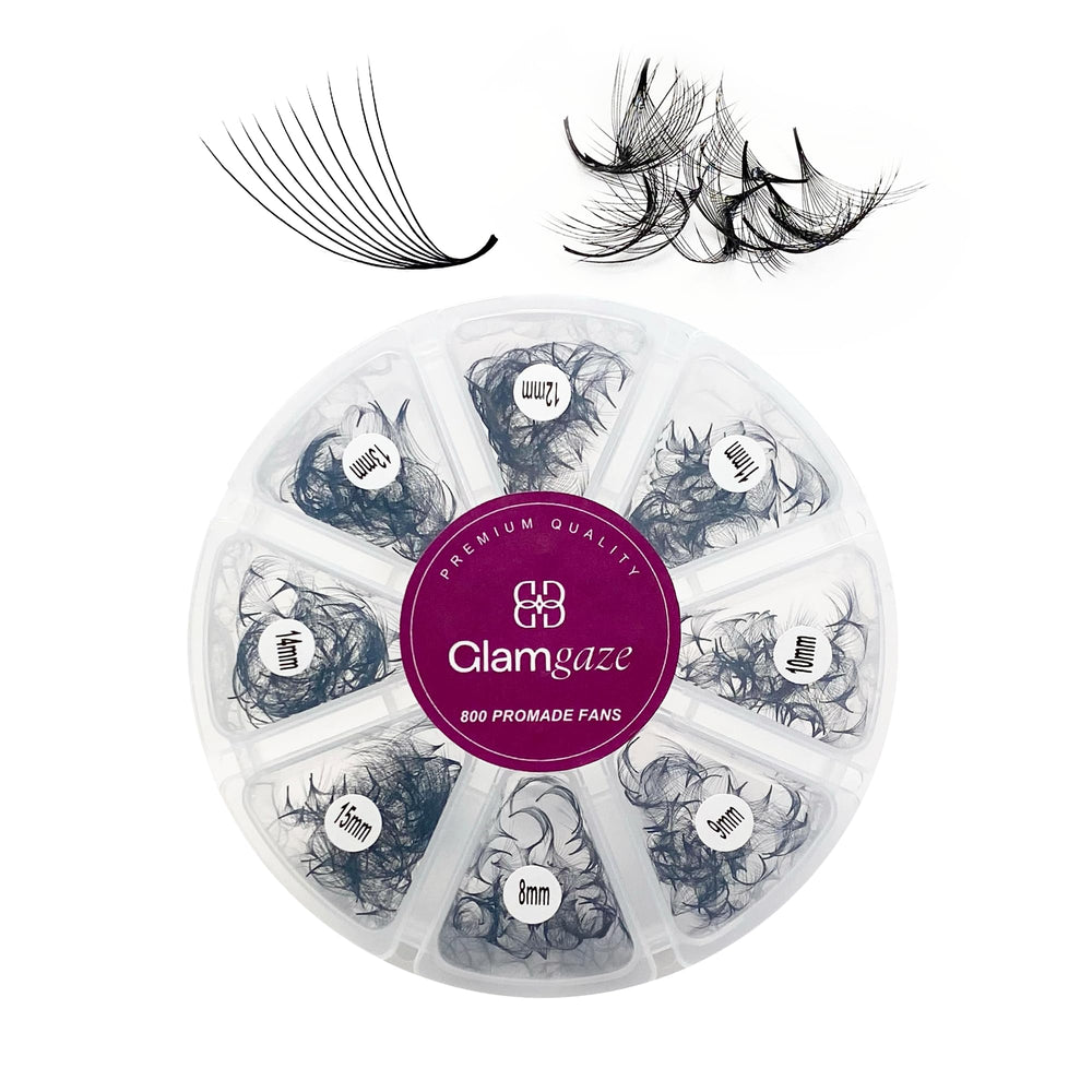 Glamgaze 800 promade fans mixed lengths for natural volume and quick set