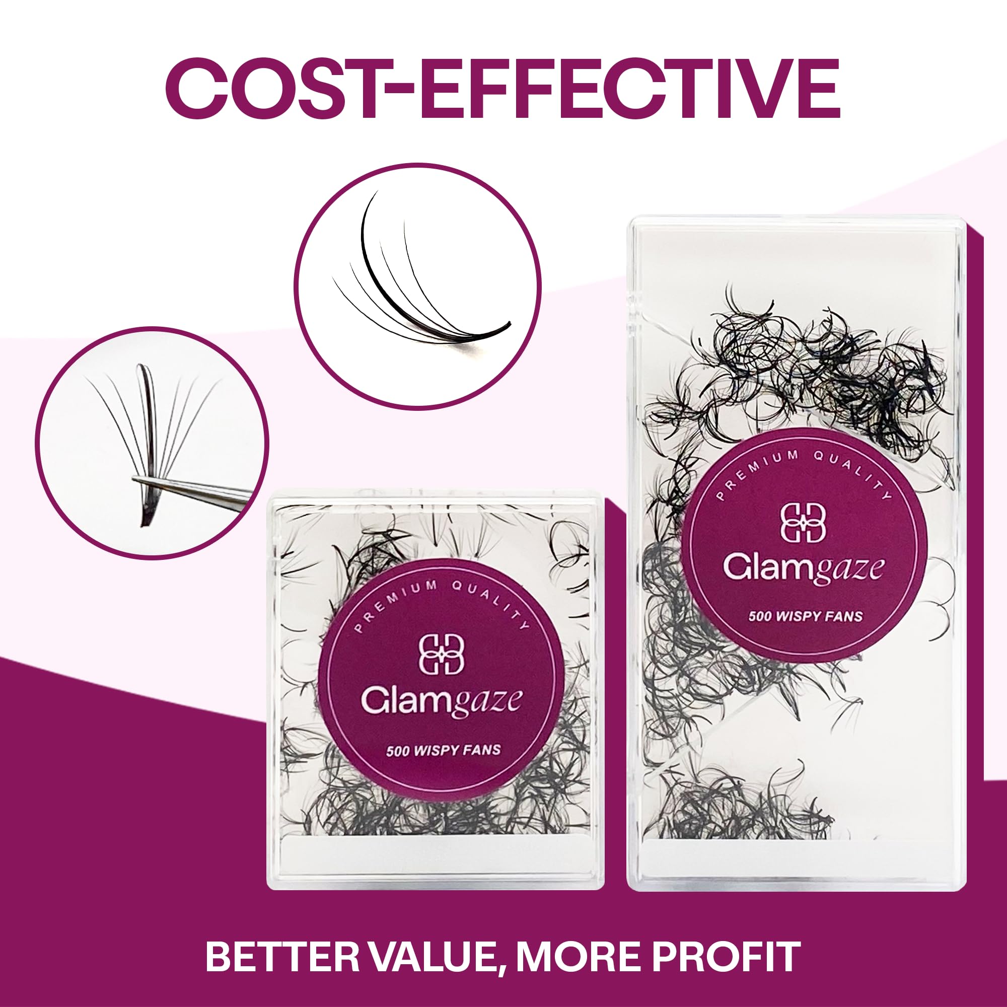 Glamgaze 500-count case supports efficient lash work and consistent results