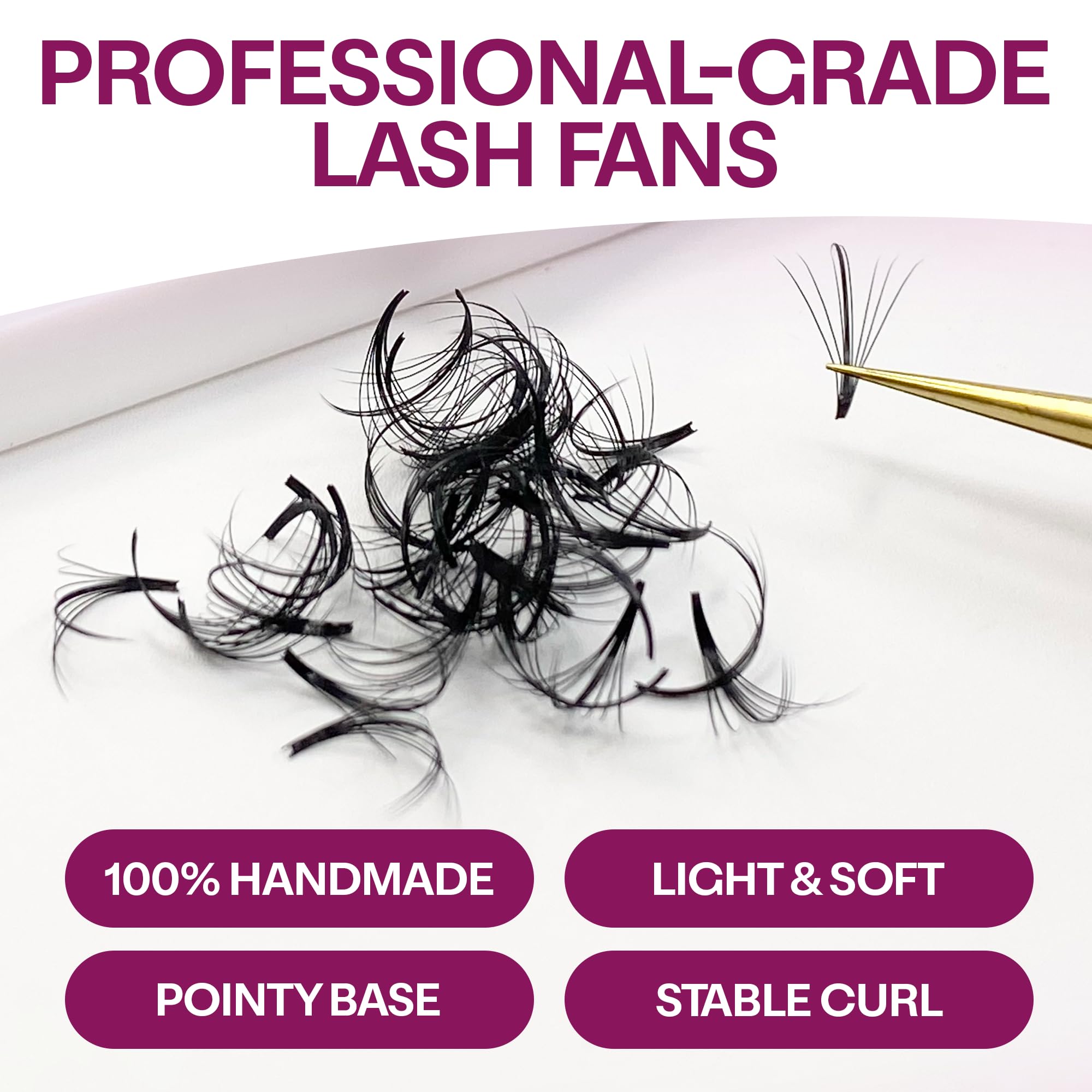 Glamgaze premade fans CC and D curl with 0.07mm thickness for strong bond