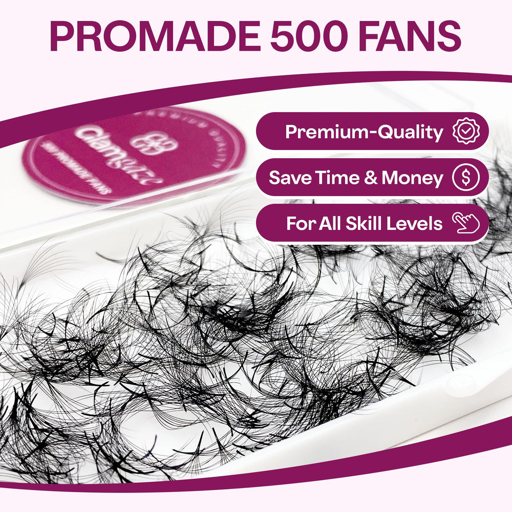 Glamgaze premade fans CC/D curl for smooth application and secure lash bond