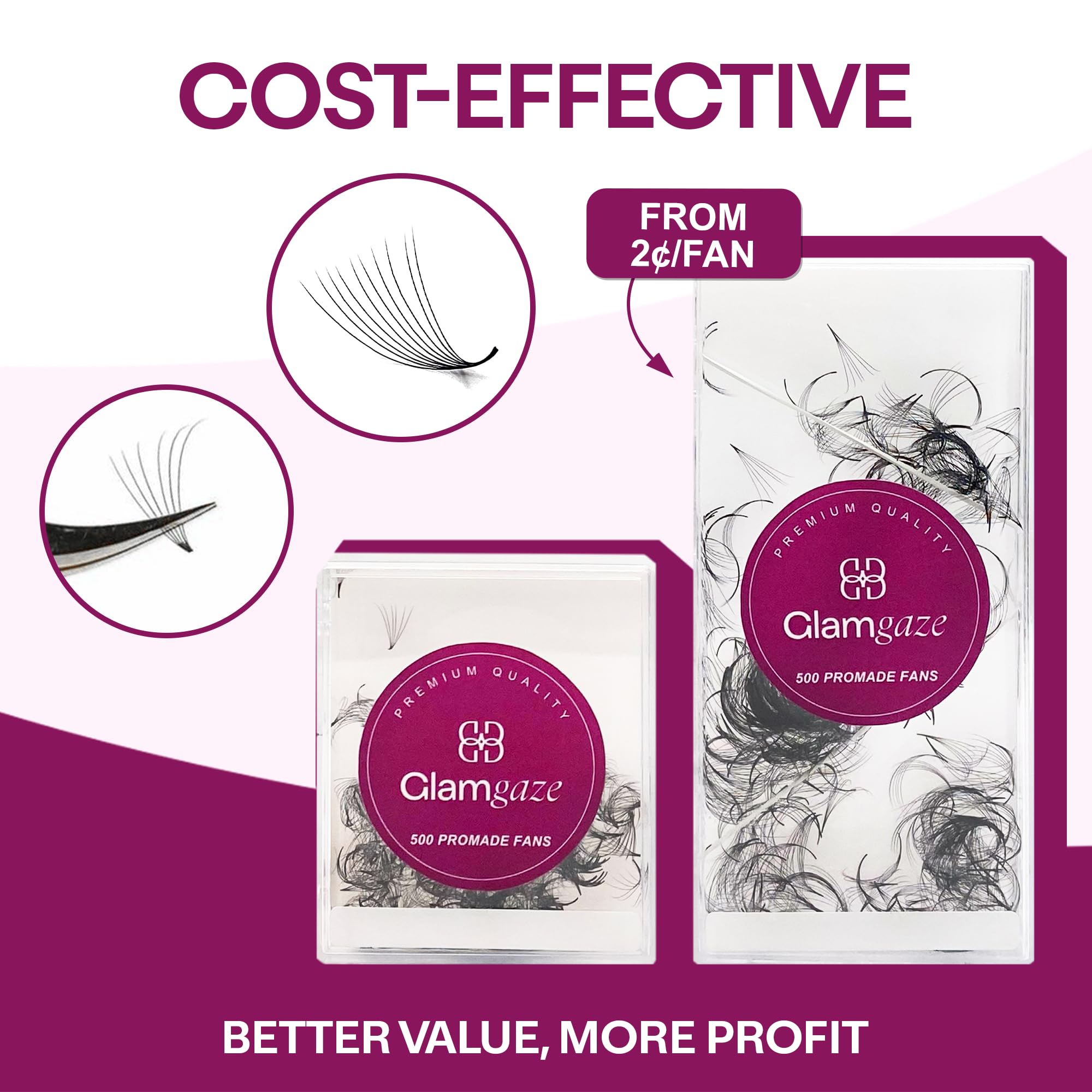 GlamGaze handmade lash extensions premade fans provide precise base.