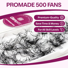 GlamGaze premade fans thickness 005-007mm deliver lightweight lash sets.
